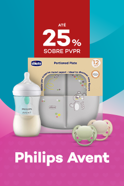 Marca Phillips Avent com destaque promocional de até 25% sobre preço de Venda ao Público Recomendado